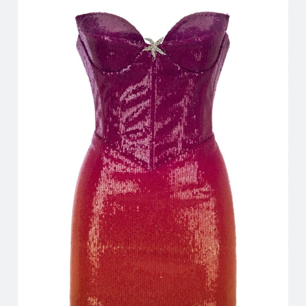SUDI ETUZ STAR CORSET SEQUIN MINI DRESS PINK
